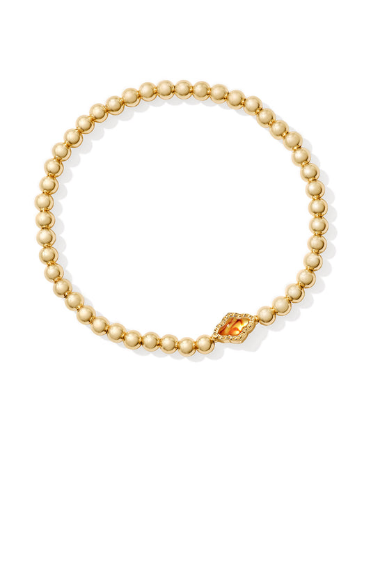 Kendra Scott Abbie Beaded Stretch Bracelet-Gold Marbled Amber Illusion