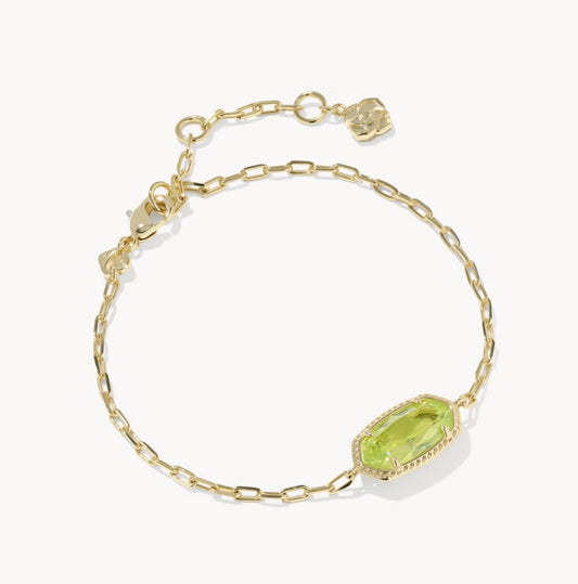 Kendra Scott Elaina Luxe Chain Bracelet -Gold Light Green CZ