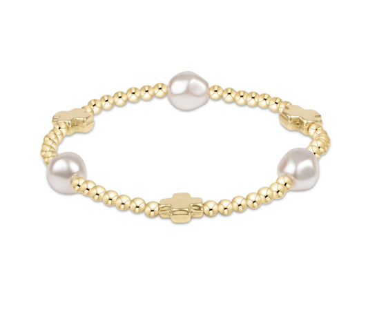 Enewton Signature Cross Admire Pearl Pattern 3mm Bead Bracelet-Gold