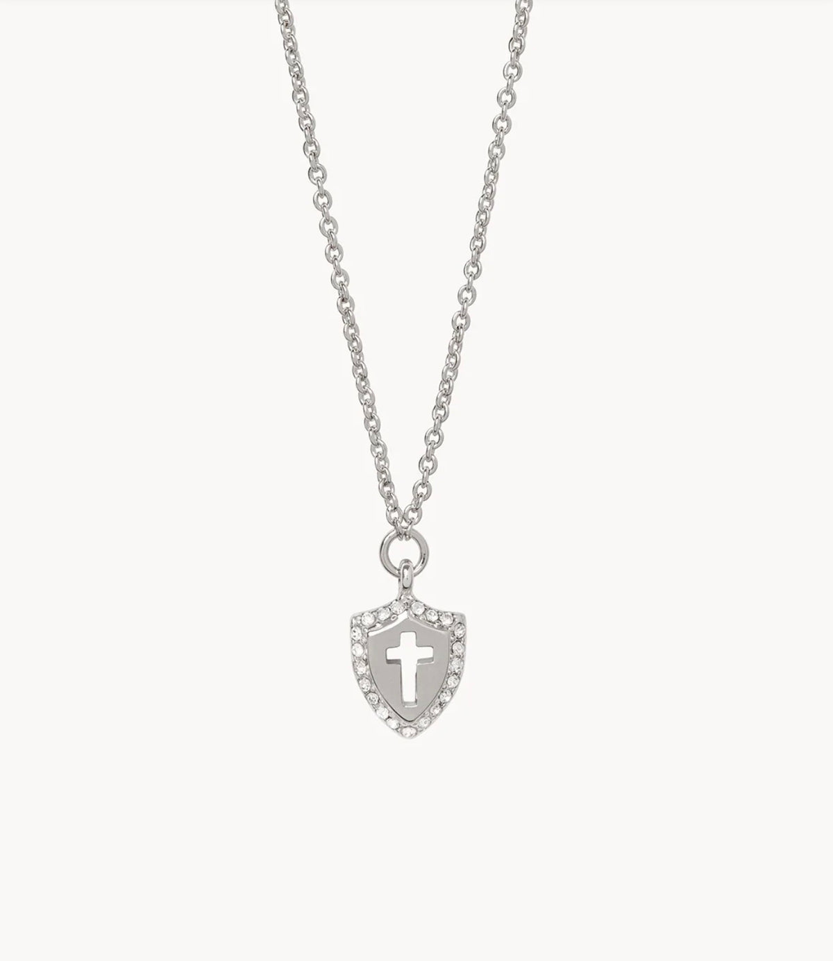 Spartina 449 Sea La Vie 18” Necklace -Faith Over Fear/Cross Shield-Silver