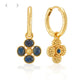 Capucine de Wulf “Berry Clover” Hoop Earrings w/Double-sided Charm-Gold/Blue Labradorite