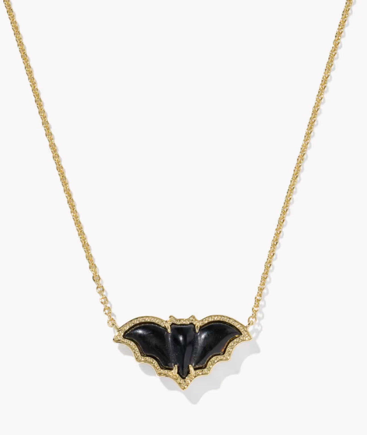 Kendra Scott Bat Short Pendant Necklace-Gold Golden Obsidian