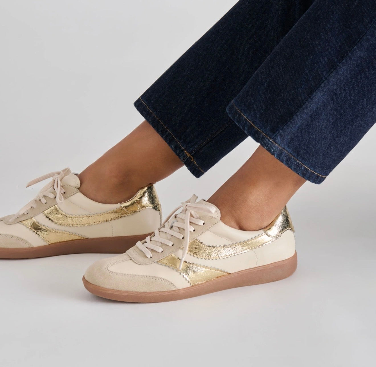 Dolce Vita “Merit” Sneaker-White/Gold Leather