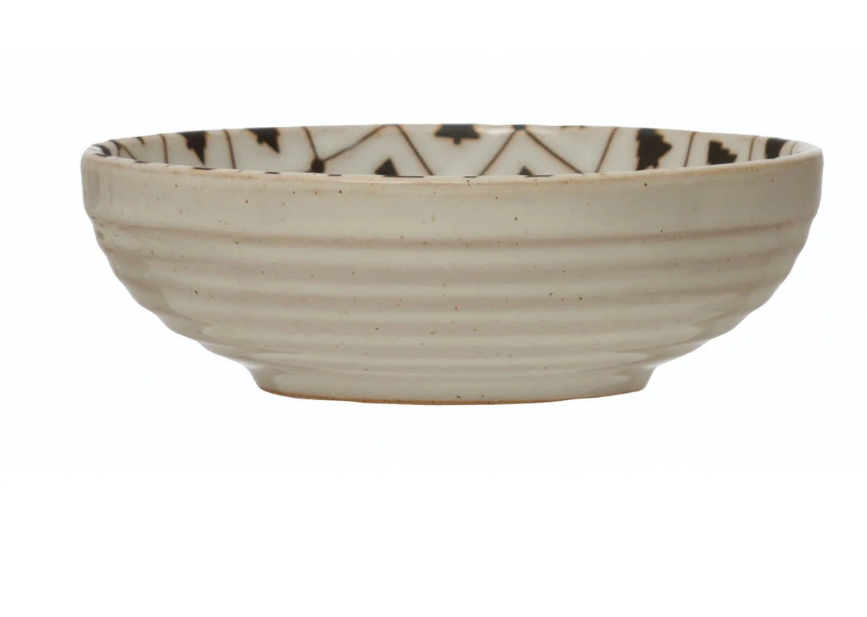 Stoneware Serve Bowls with Tree Pattern