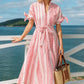 Meet Me in Santorini Shirt Midi Dress-Crimson Weave