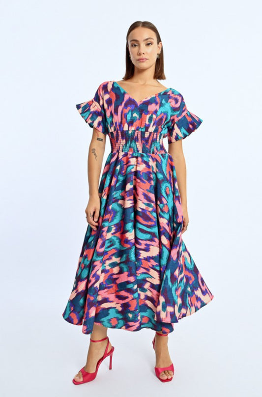 Lili Sidonio "Samantha" Dress- Paintbrush Print