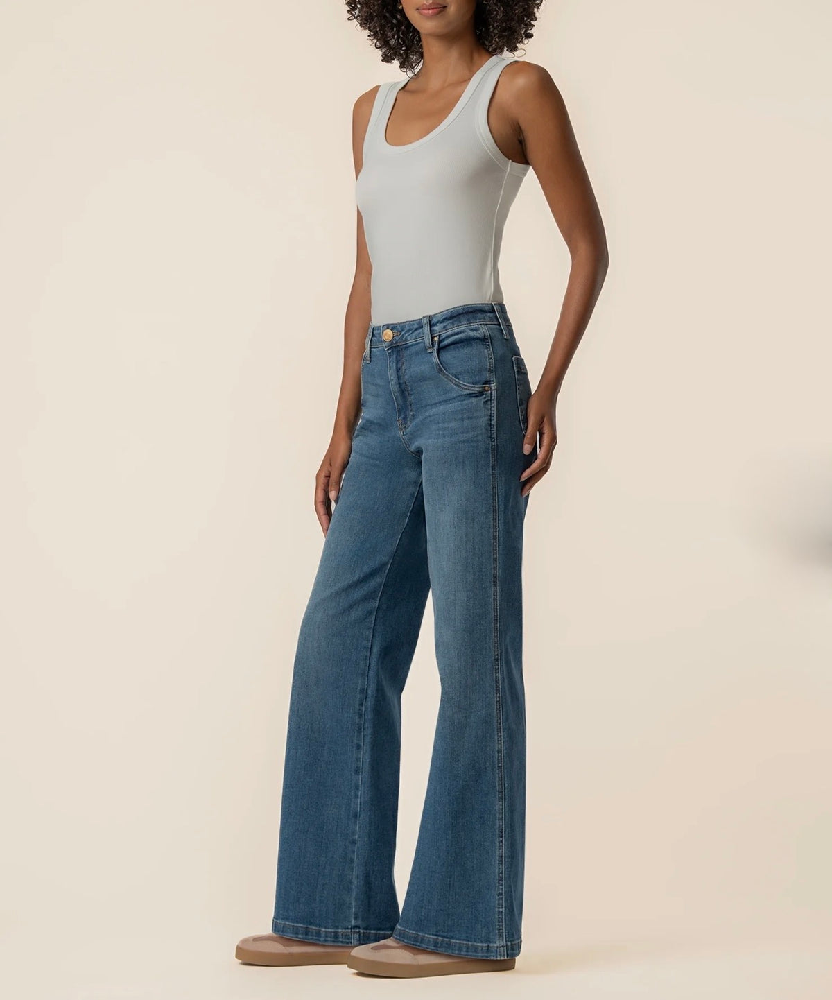 Kut from the Kloth "Jean" High Rise Wide Leg Jeans - Incandescent Wash