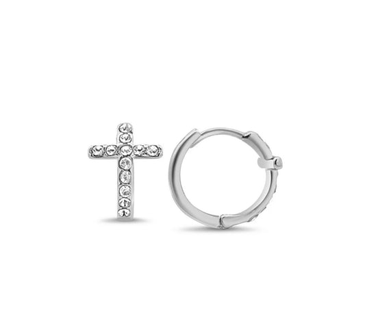 LeMel Cross CZ Huggies-Silver