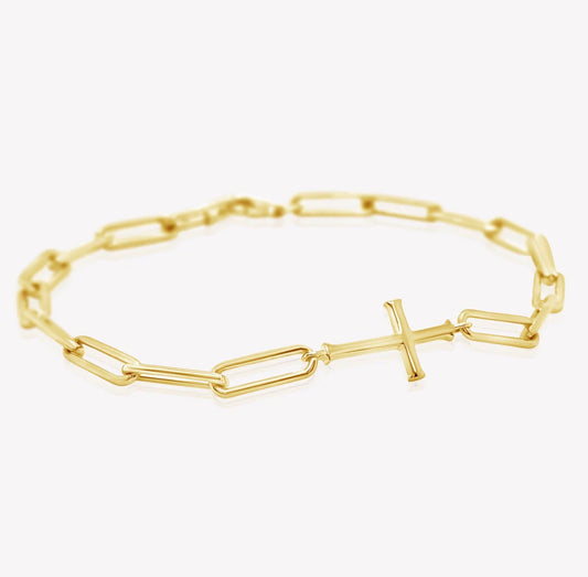 Rizen Chain Breaker Cross Bracelet-Gold