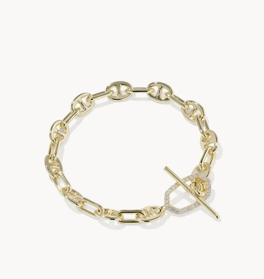 Kendra Scott Elaina Toggle Link & Chain Bracelet-Gold White CZ