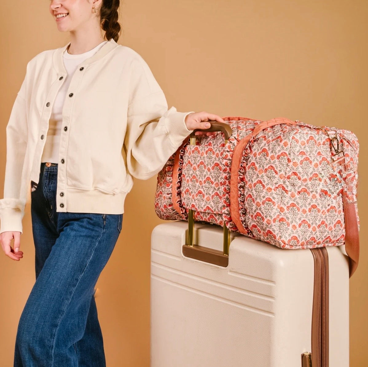 The Darling Effect On-the-Go Quilted Weekender Bag-Everbloom Dusty Rose