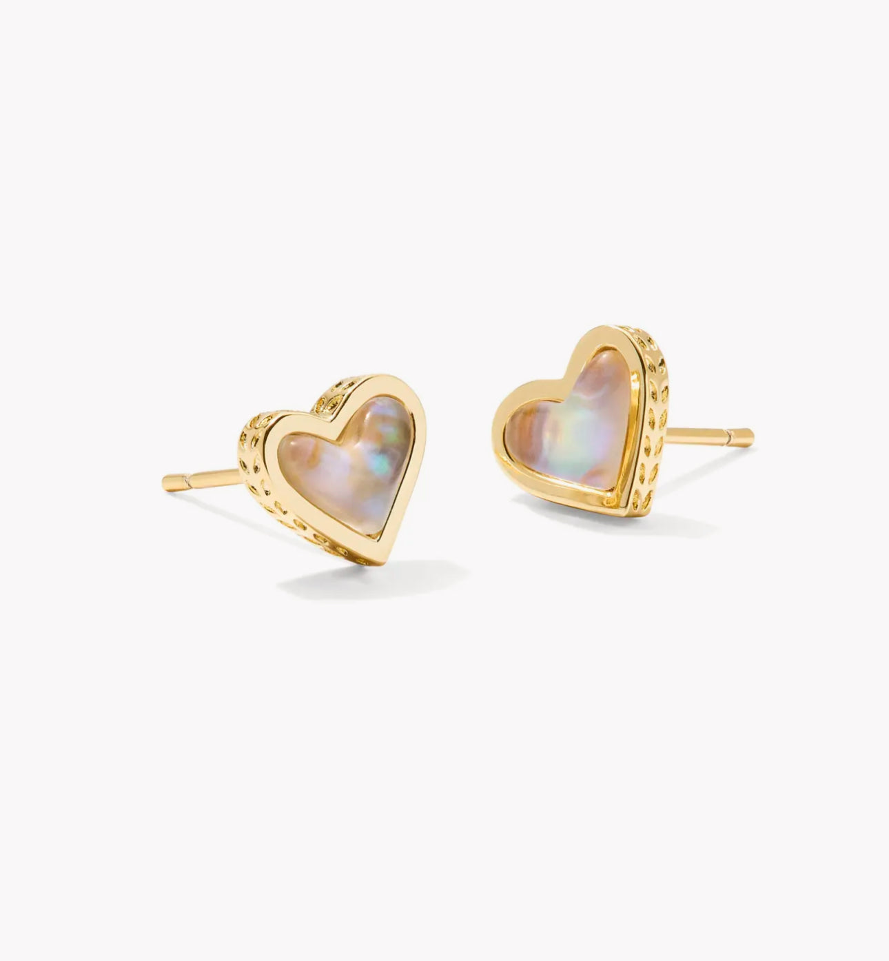 Kendra Scott Framed Ari Heart Stud Earring-Gold Iridescent Abalone