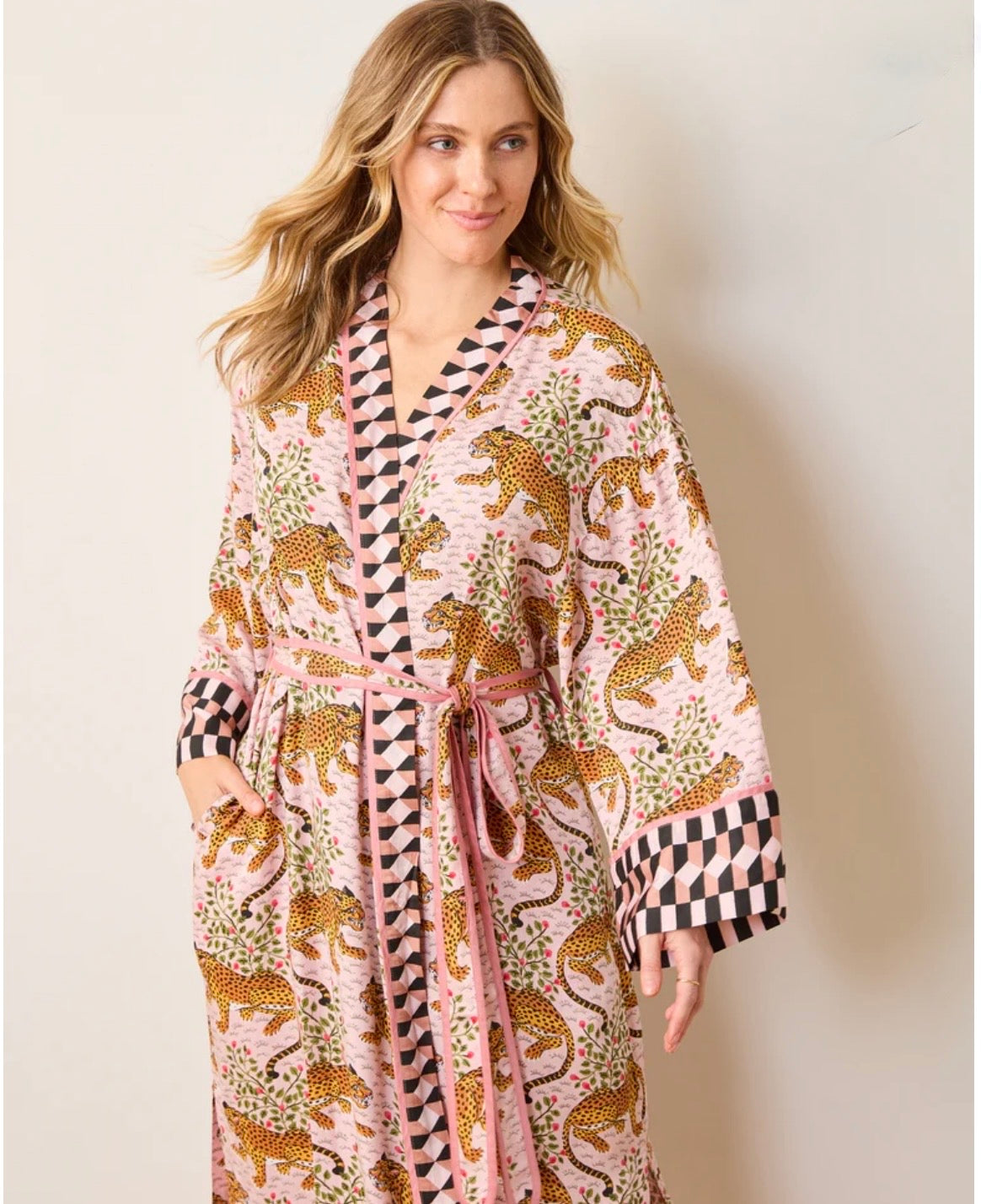 Printfresh "Bagheera" Eco Satin Robe-Blush