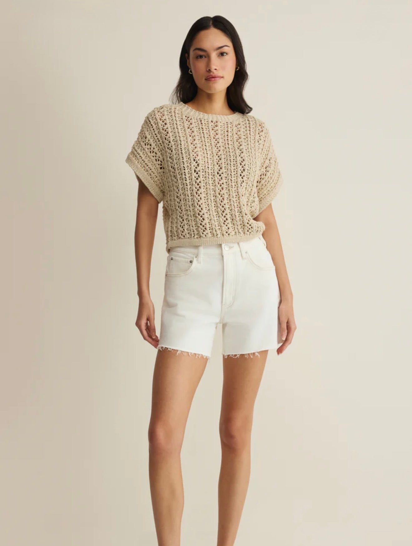 Z Supply Ballast Cropped Crochet Top- Natural
