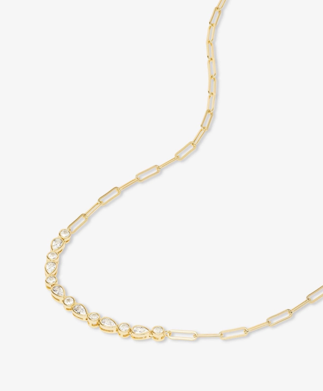 Melinda Maria “Isla Samantha” Tennis Necklace Gold/White CZ