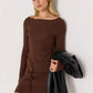 Mink Pink “Dakota” Bead Detail Mini Dress - Chocolate