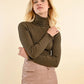 Molly Bracken Ribbed Turtleneck-Khaki Green