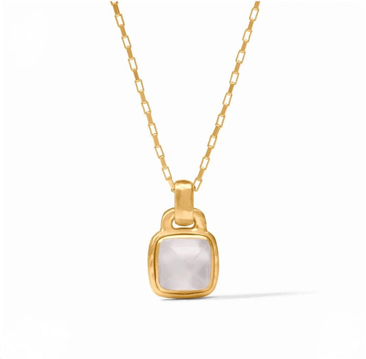 Julie Vos “Sahara” Solitaire Necklace - Gold/Iridescent Clear Crystal