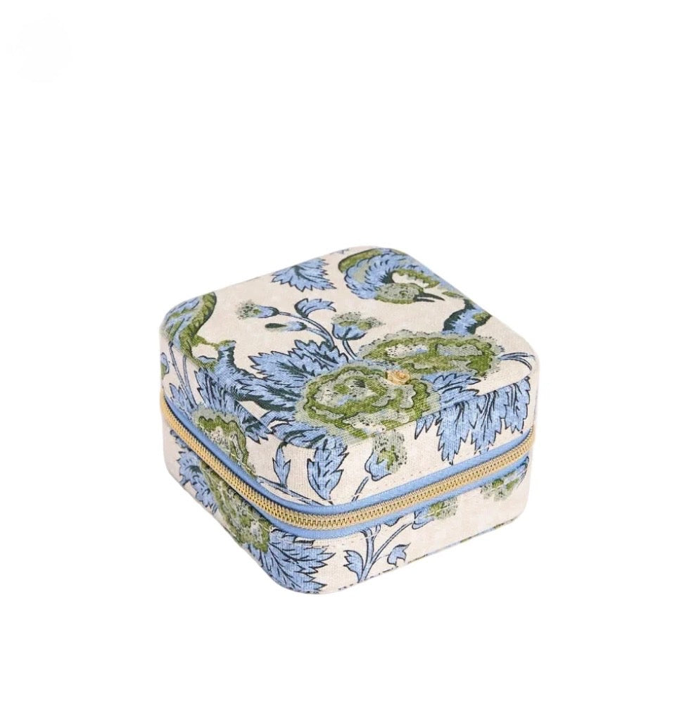 Spartina 449 Jewelry Mirror Travel Case-Japonica Bird Green