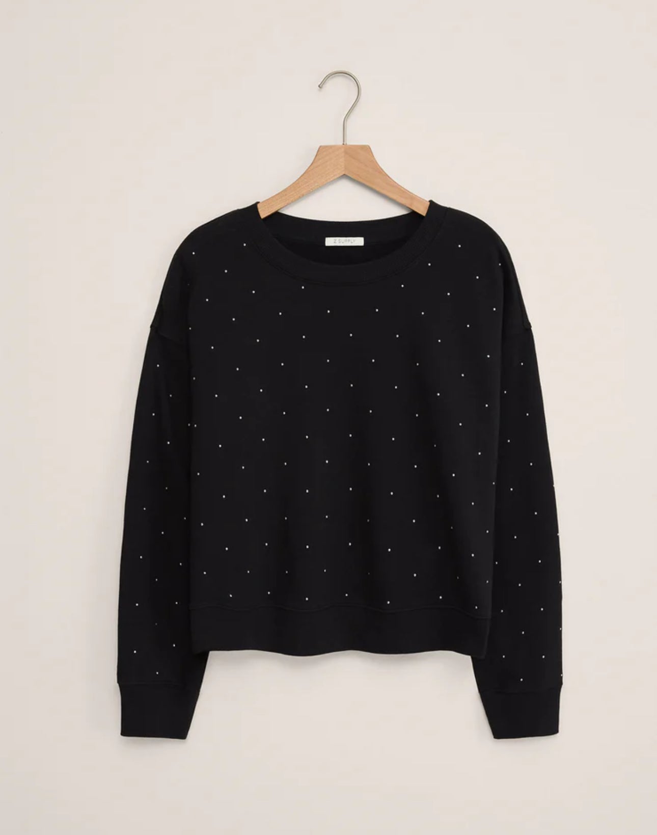 Z Supply Sparkle Crew Neck Sweatshirt-Black