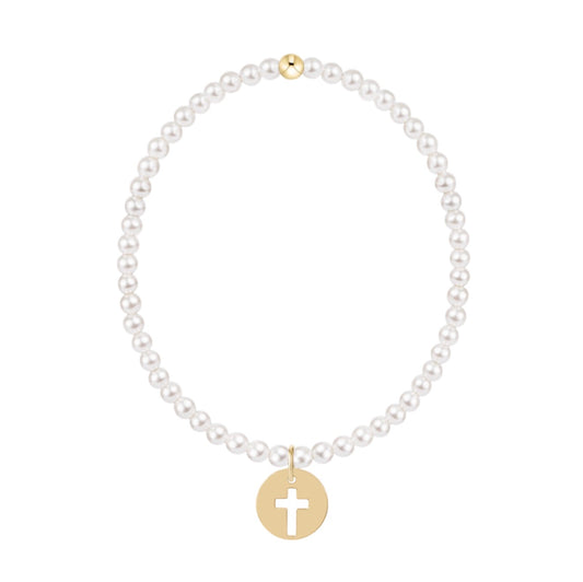 Enewton "Classic Pearl" 3mm Bead Bracelet-Blessed Gold Charm
