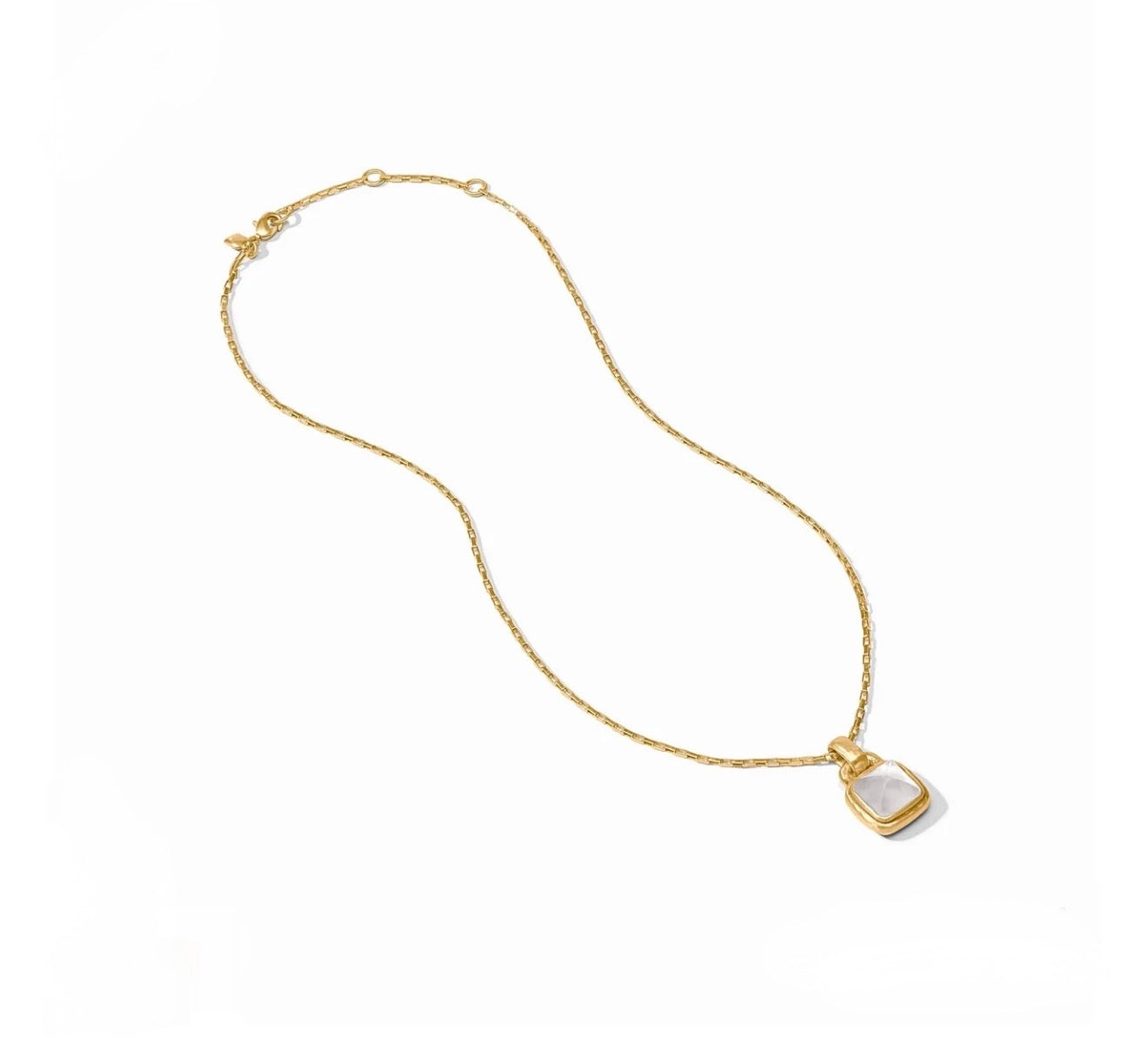Julie Vos “Sahara” Solitaire Necklace - Gold/Iridescent Clear Crystal