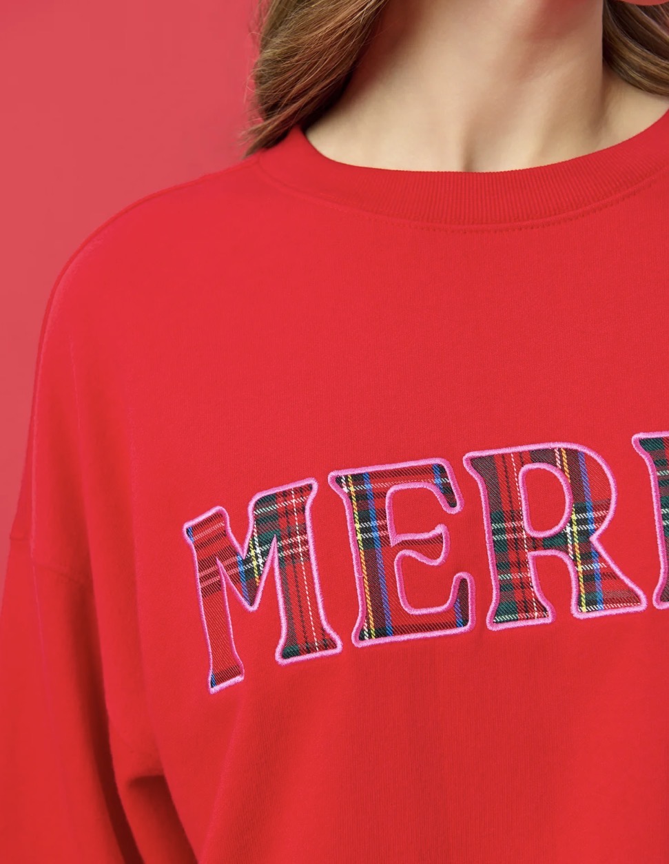 Shiraleah "Merry" Plaid Relaxed Sweatshirt-Red