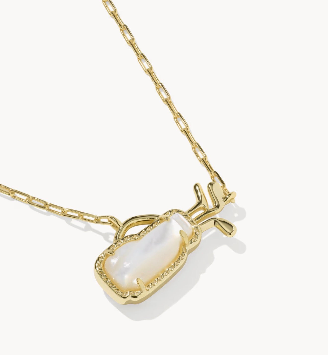 Kendra Scott Golf Short Pendant Necklace-Gold Ivory MOP