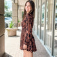 Elan “Mabry” Mini Dress - Brown Foliage