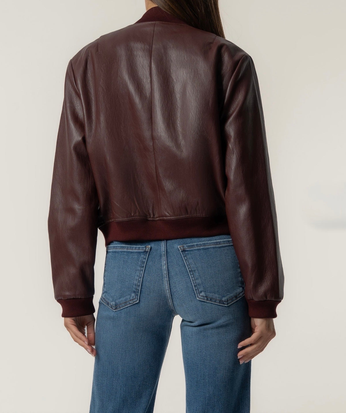 Kut from the Kloth "Steph" Zip Front Bomber Jacket-Bordeaux
