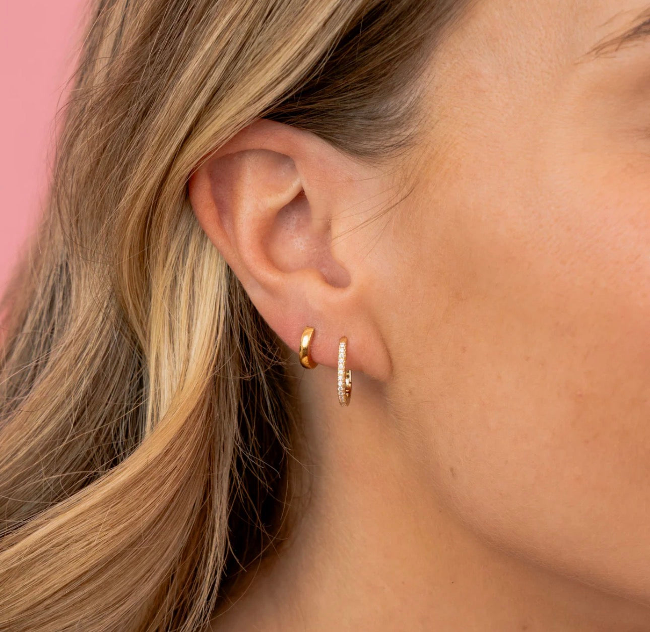 LeMel “Paperclip CZ” Huggie Earrings-Silver