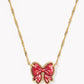 Kendra Scott Haley Bow Short Pendant Necklace-Gold Scarlet Red MOP