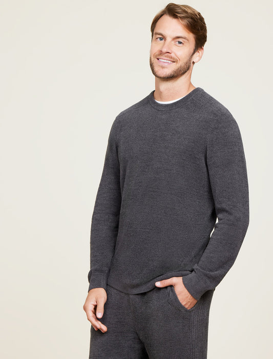 Barefoot Dreams CozyChic Ultra Lite® Men's Rib Inset Pullover-Carbon