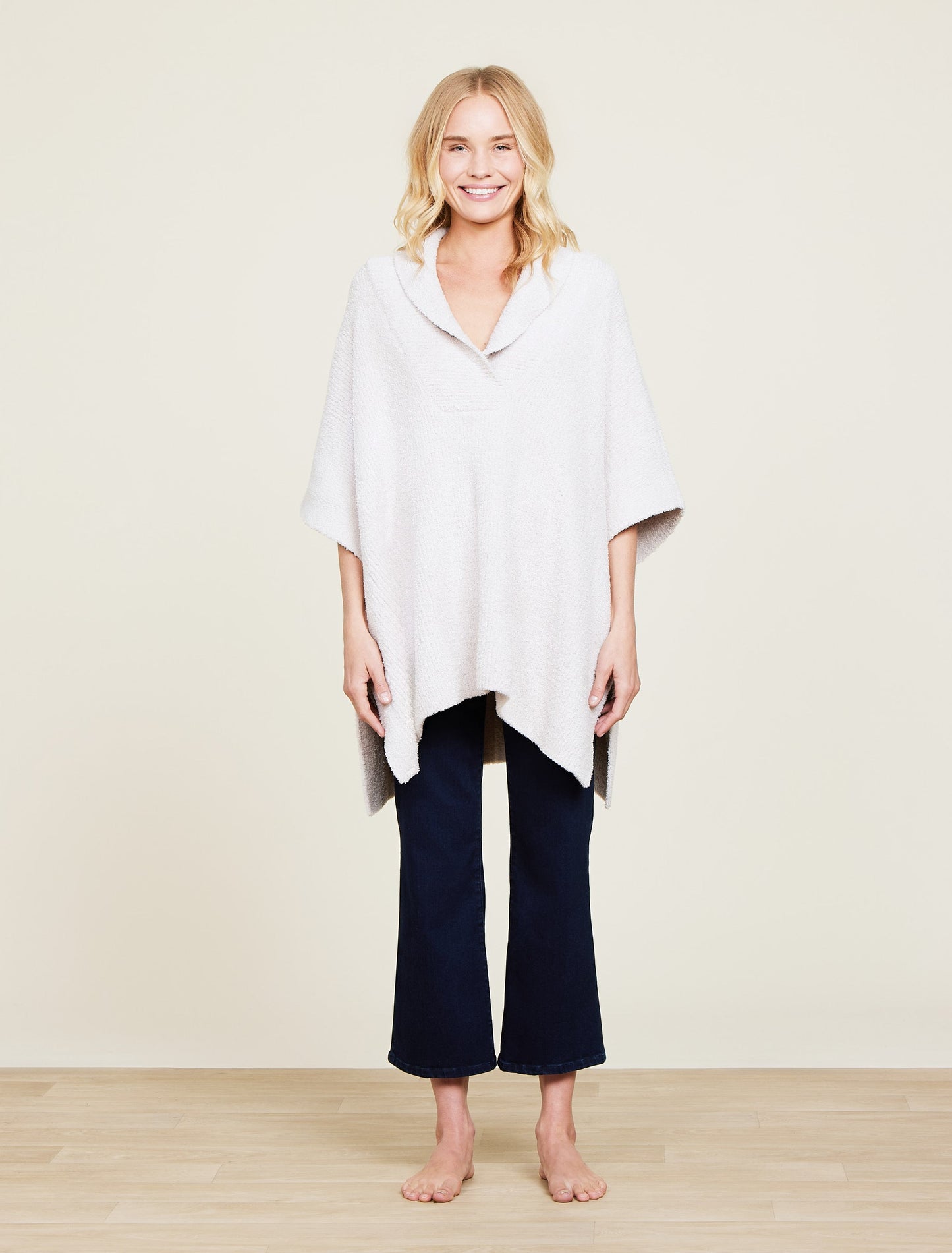 Barefoot Dreams CozyChic® Shawl Collar Poncho-Stone