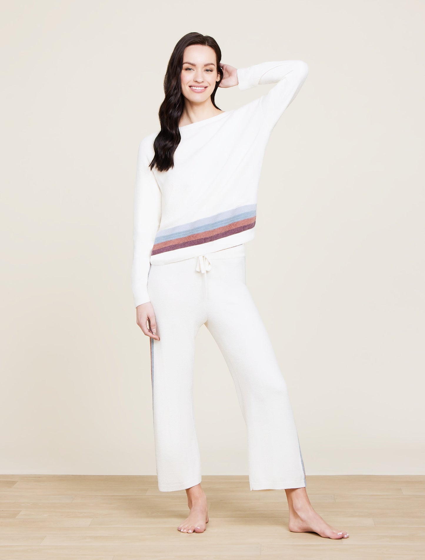 Barefoot Dreams CozyChic Ultra Lite® Multi Stripe Pullover-Cream Multi