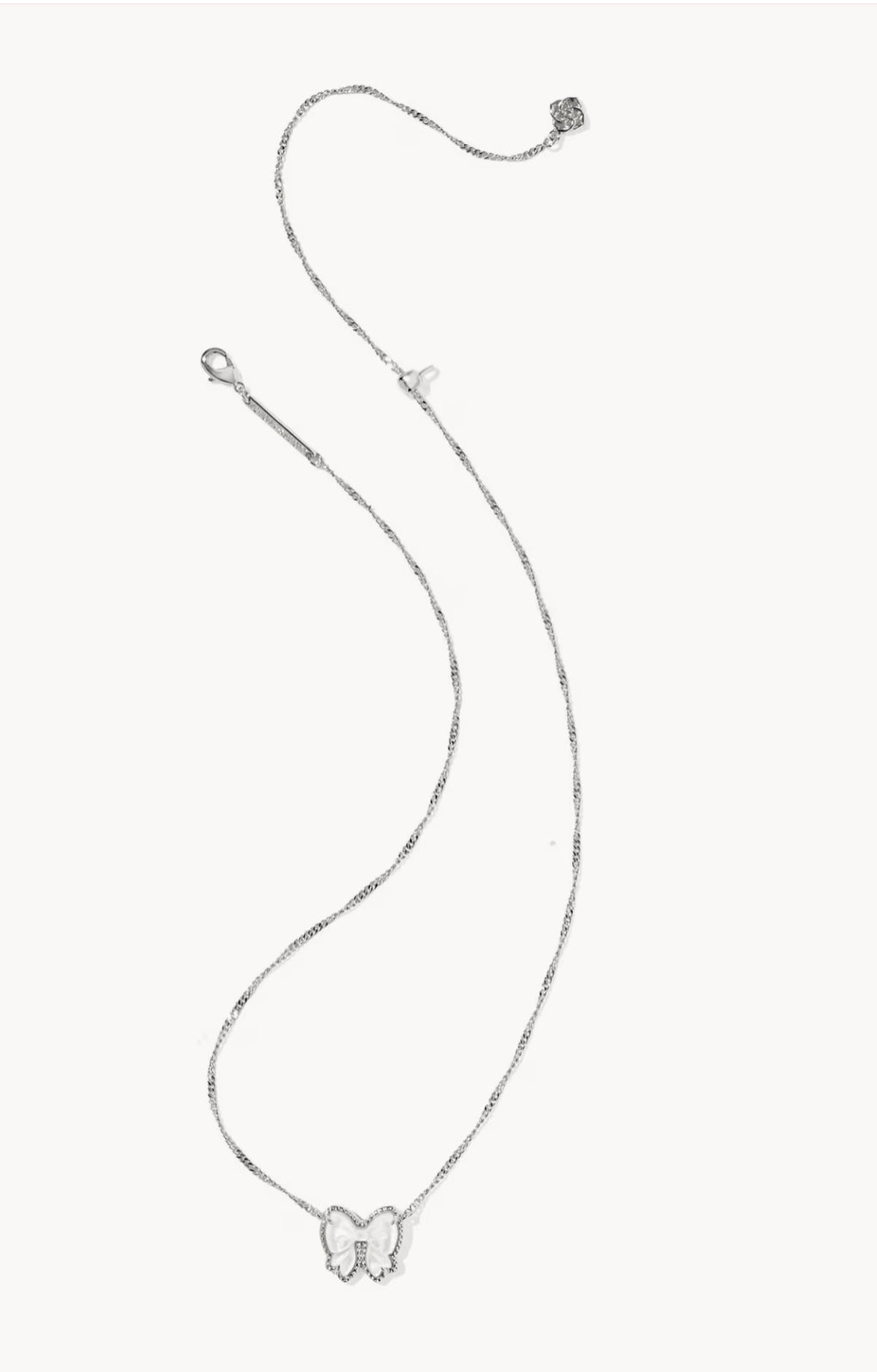 Kendra Scott Haley Bow Short Pendant Necklace-Silver Ivory MOP