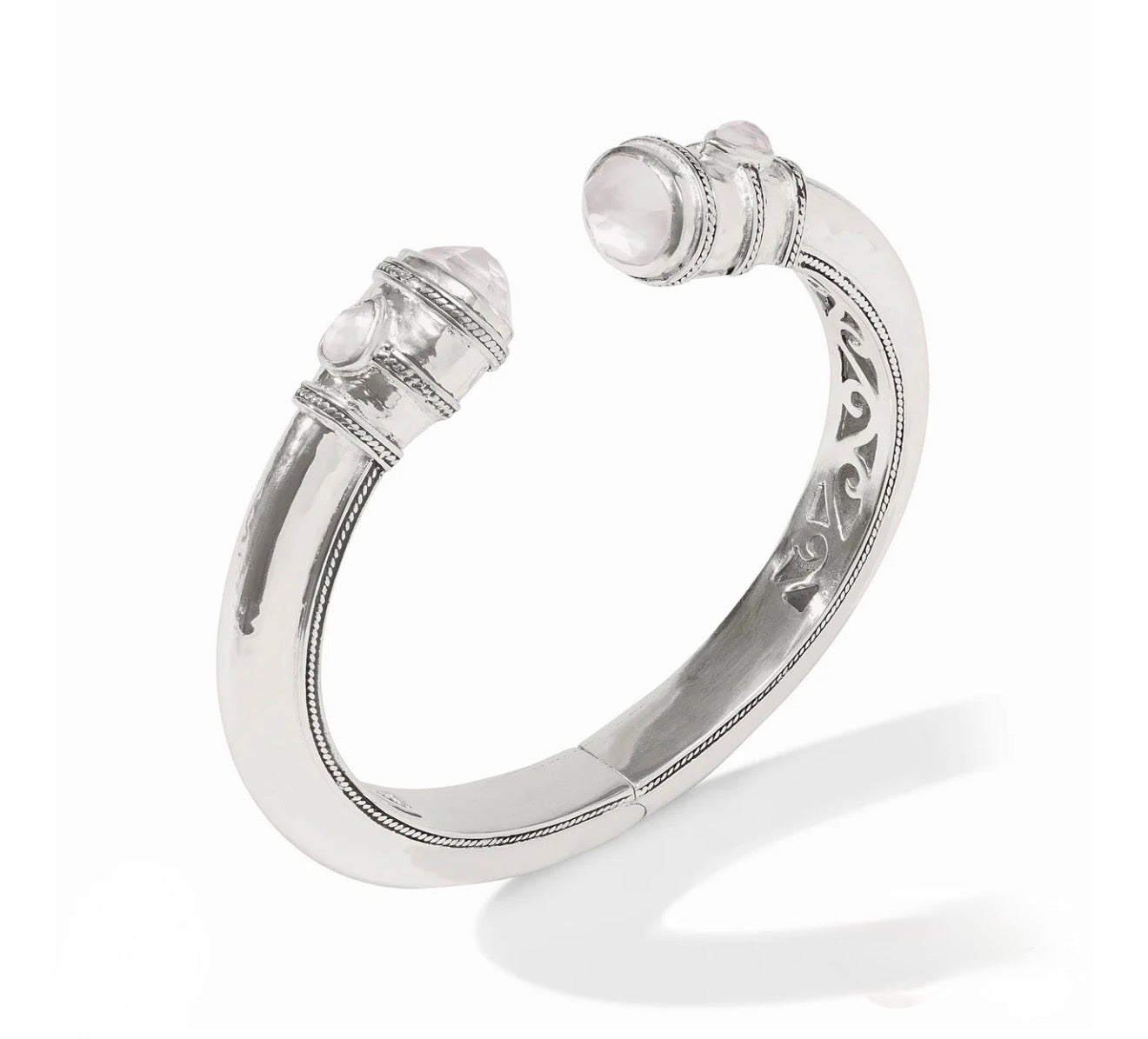 Julie Vos “Cannes” Demi Cuff- Silver/Iridescent Clear Crystal