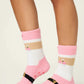 PJ Salvage Cozy Ski Jammie Classic Crew Socks-Pink Santa