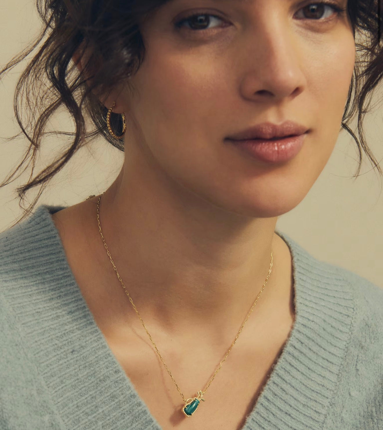 Kendra Scott Golf Short Pendant Necklace-Gold Green Malachite