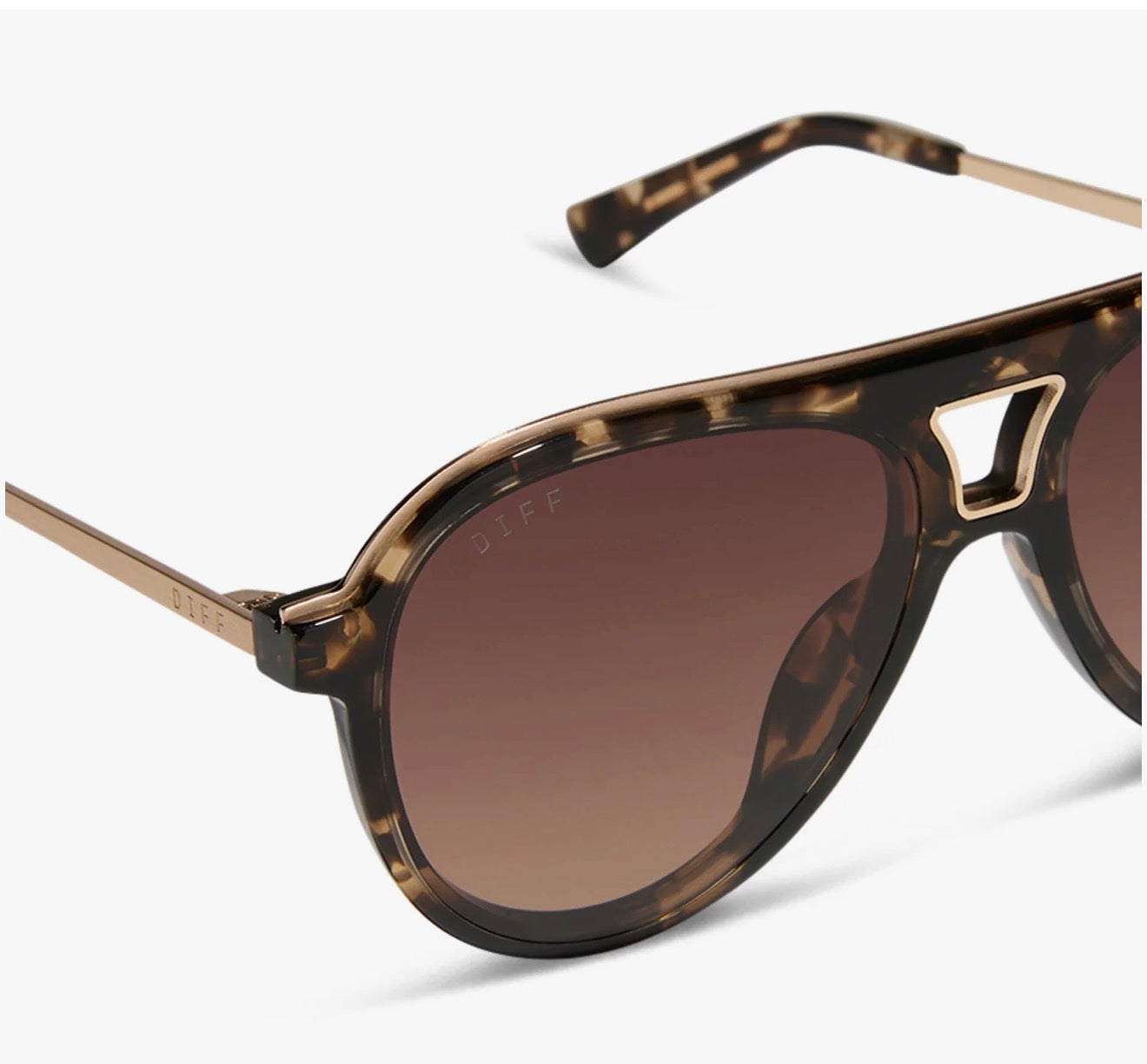Diff Eyewear “Tosca III” Espresso Tortoise Brown Gradient Polarized Sunglasses