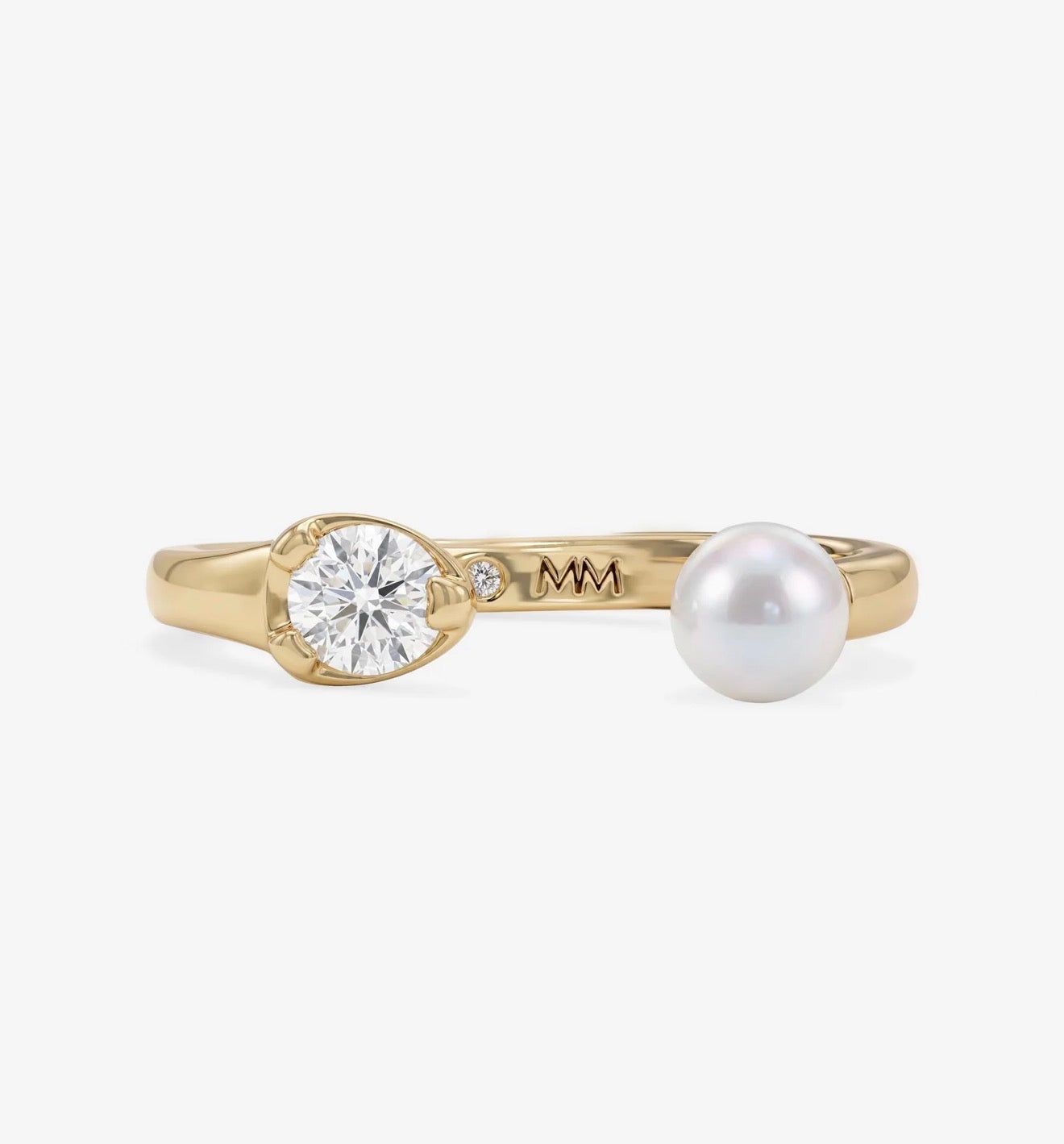 Melinda Maria “Perfect Pearl” Open Ring-Gold