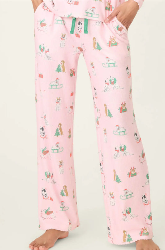 PJ Salvage "Peace & Pawlidays" Dog Print Pant