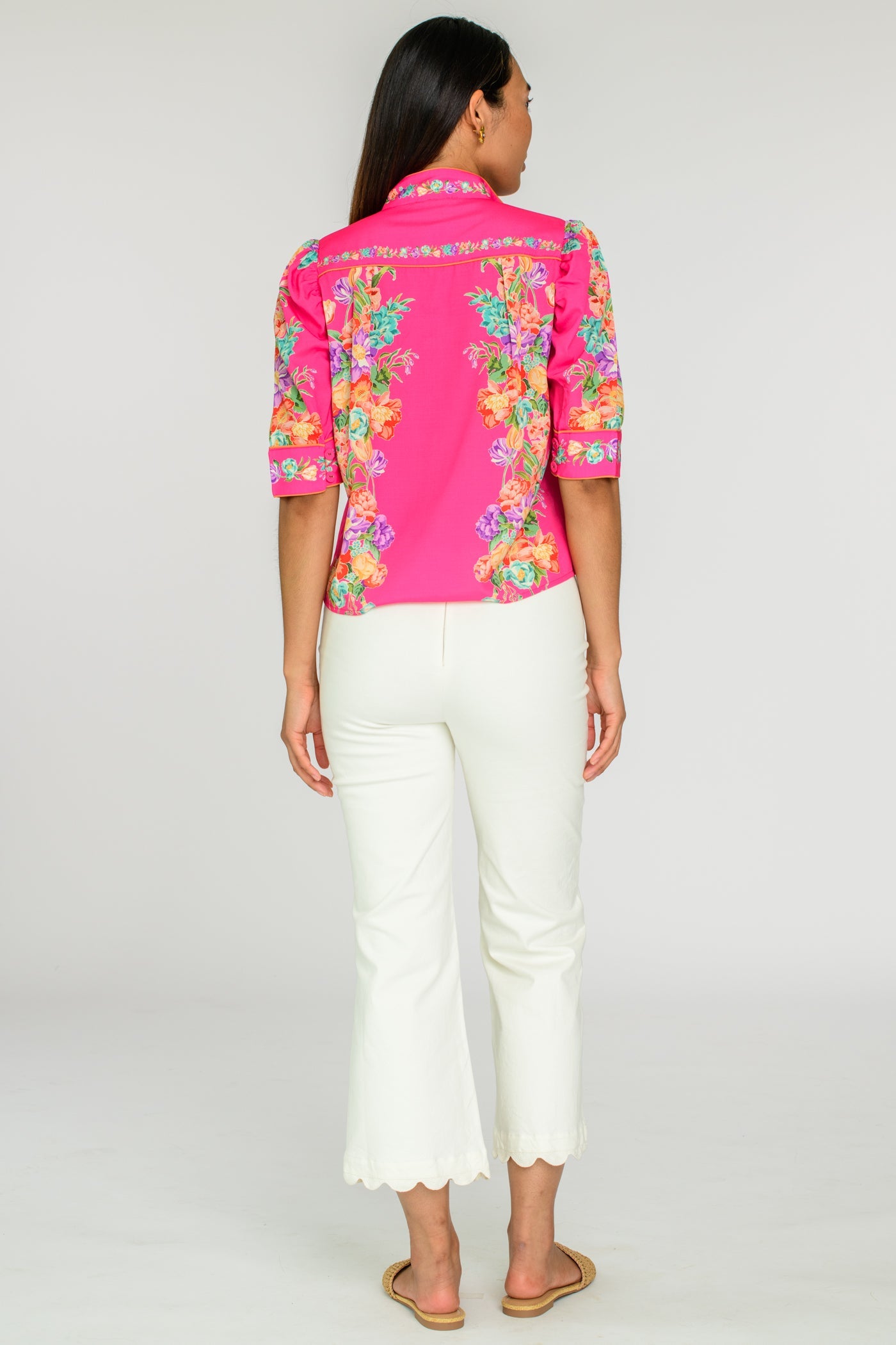 Elizabeth James "Ruthie" Top-Tulip Tapestry Pink Glo