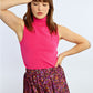 Lili Sidonio Sleeveless Turtleneck Shell- Fuschia