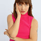 Lili Sidonio Sleeveless Turtleneck Shell- Fuschia