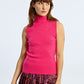 Lili Sidonio Sleeveless Turtleneck Shell- Fuschia