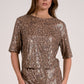 Elan Sequin Crewneck Top-Cheetah