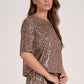 Elan Sequin Crewneck Top-Cheetah