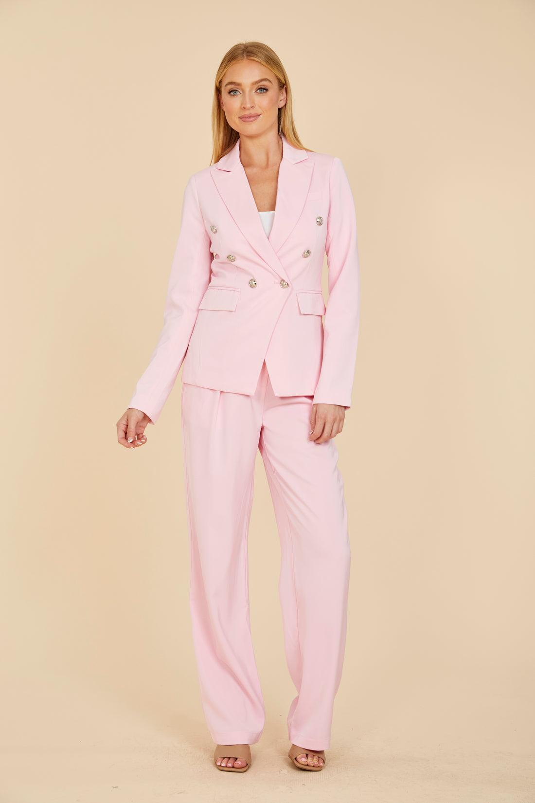 Dolce Cabo Double Breasted Blazer-Pink