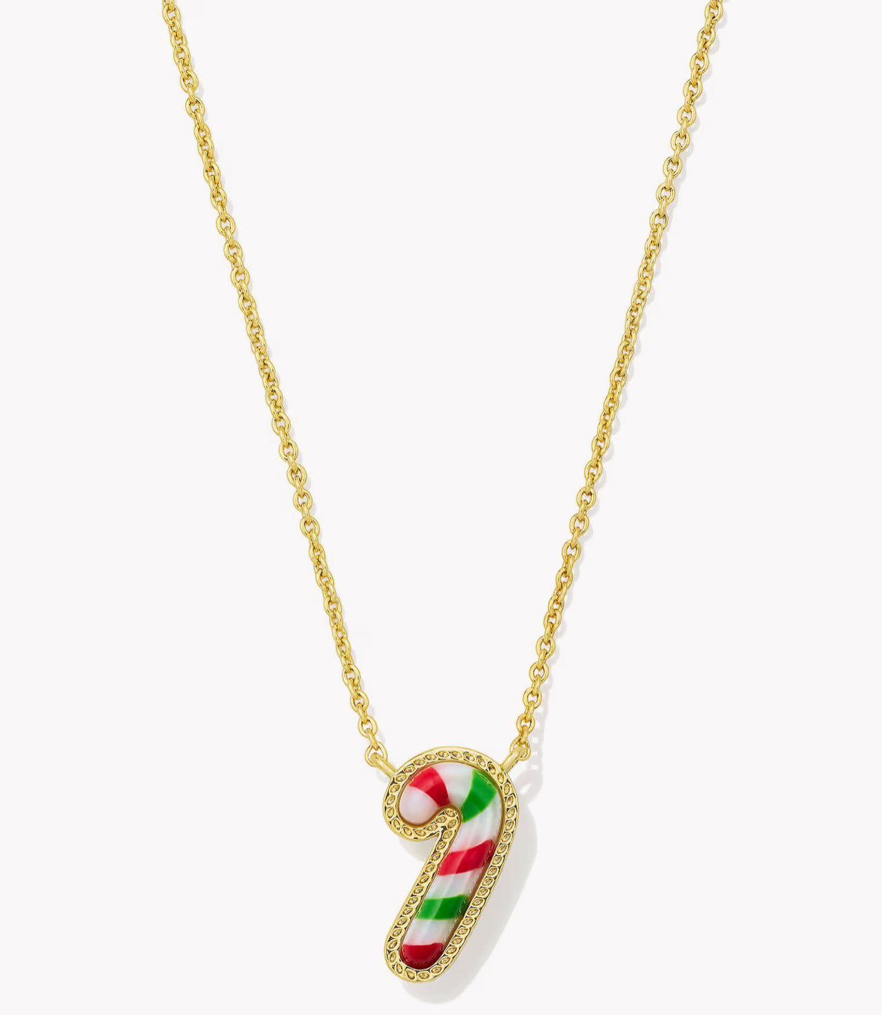Kendra Scott Candy Cane Pendant Necklace-Gold Red Green Mix